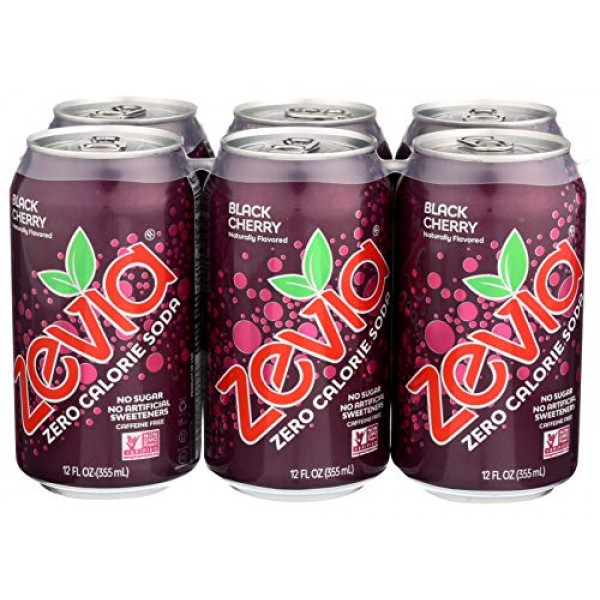Zevia All Natural Soda, Black Cherry Zero, 12 Fl Oz Pack Of 6