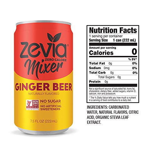 Zevia Ginger Beer, 7.5Oz Pack Of 12 Zero Calories Or Sugar, Na