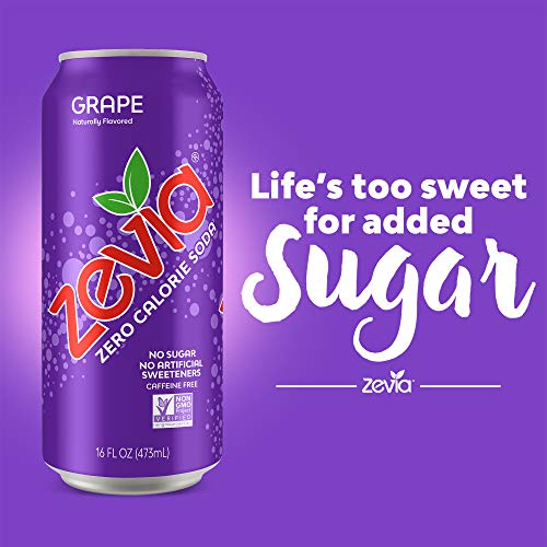 Zevia Grape, 16 Oz Can 12Count Zero Calorie, Zero Sugar, Natur