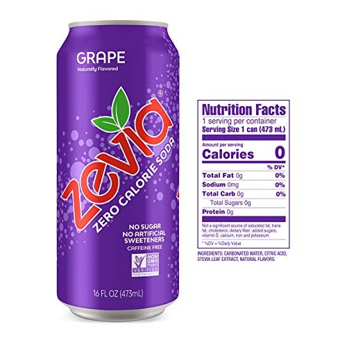 Zevia Grape, 16 Oz Can 12Count Zero Calorie, Zero Sugar, Natur