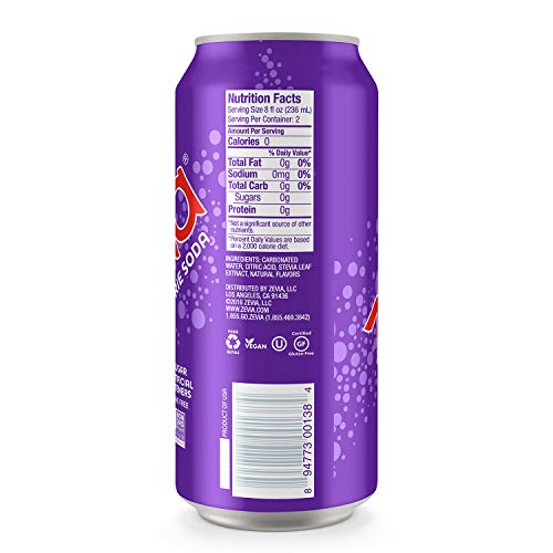 Zevia Grape, 16 Oz Can 12Count Zero Calorie, Zero Sugar, Natur