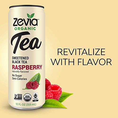 Zevia Organic Sugar Free Iced Tea, Black Tea Raspberry, 12 Ounce