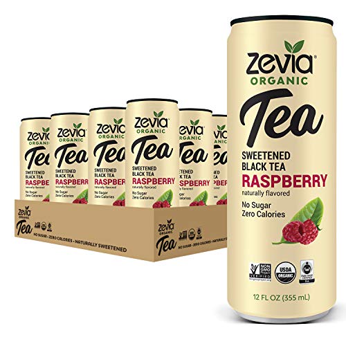 Zevia Organic Sugar Free Iced Tea, Black Tea Raspberry, 12 Ounce
