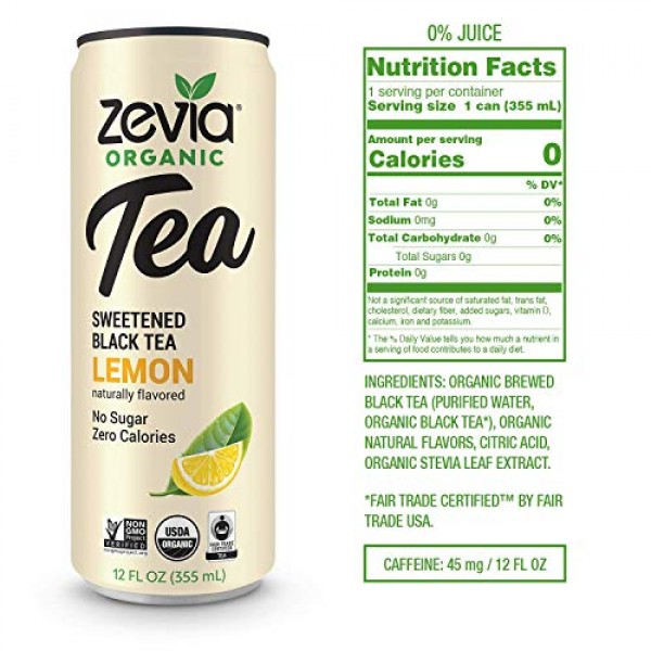 Zevia Organic Tea Time Variety Pack, 12 Count, Sugar-Free Brewed