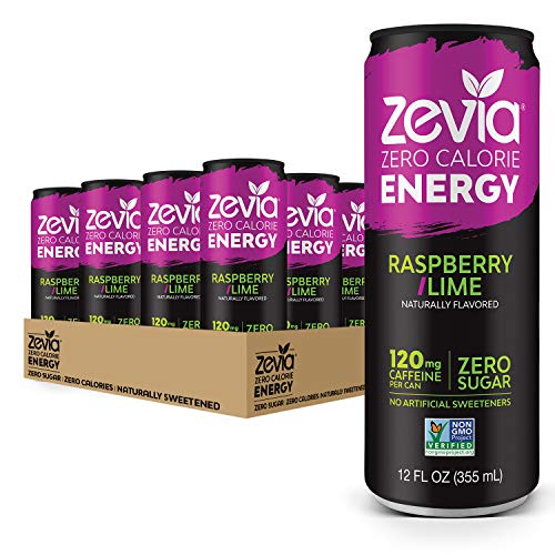Zevia Zero-Calorie Energy Drink, Raspberry Lime, 12 Ounce Cans