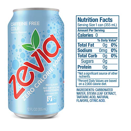 Zevia Zero Calorie Soda, Caffeine Free Cola, Naturally Sweetened