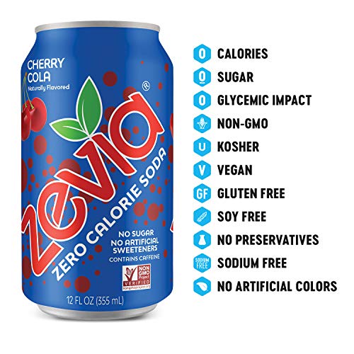 Zevia Zero Calorie Soda, Cherry Cola, Naturally Sweetened Soda,