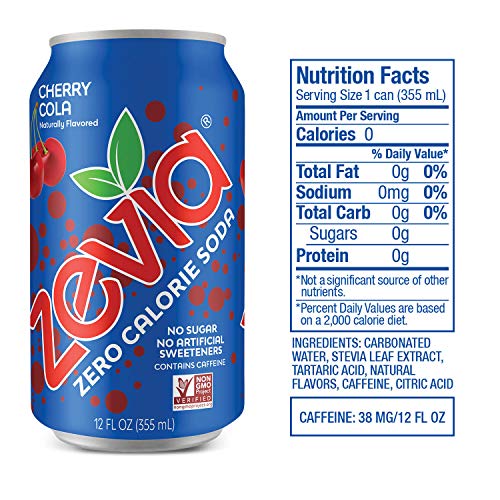 Zevia Zero Calorie Soda, Cherry Cola, Naturally Sweetened Soda,