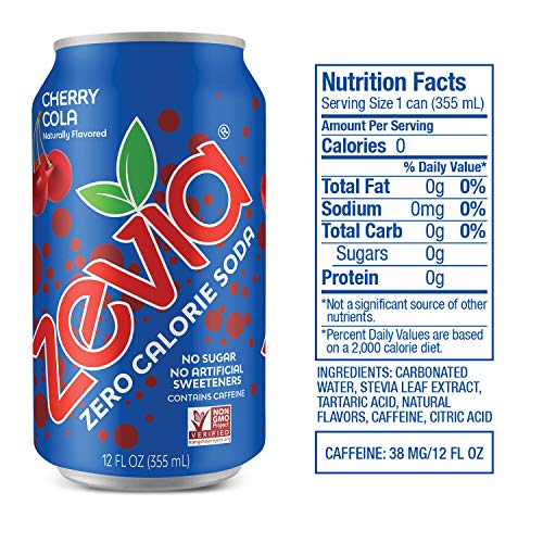 Zevia Zero Calorie Soda, Cherry Cola, Naturally Sweetened Soda,