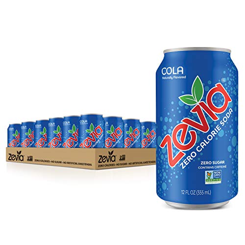 Zevia Zero Calorie Soda, Cola, Naturally Sweetened Soda, 24 12