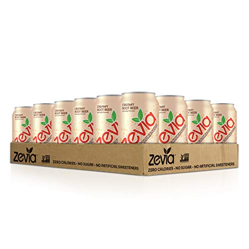 Zevia Zero Calorie Soda, Creamy Root Beer, 12 Ounce Cans Pack O