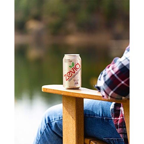 Zevia Zero Calorie Soda, Creamy Root Beer, 12 Ounce Cans Pack O