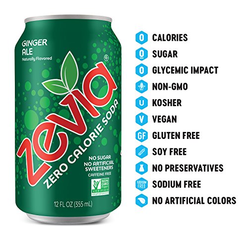 Zevia Zero Calorie Soda, Ginger Ale, Naturally Sweetened Soda,