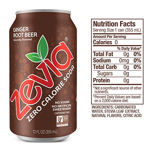 Zevia Zero Calorie Soda, Ginger Root Beer, Naturally Sweetened S