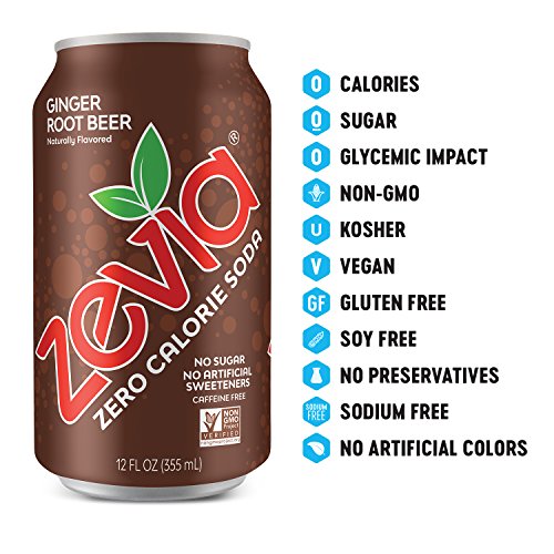 Zevia Zero Calorie Soda, Ginger Root Beer, Naturally Sweetened S