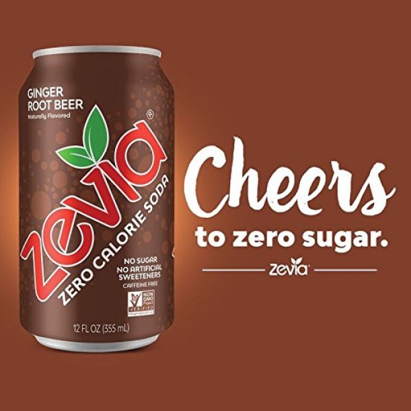 Zevia Zero Calorie Soda, Ginger Root Beer, Naturally Sweetened S...