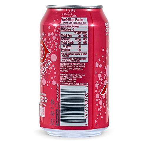 Zevia Zero Calorie Soda, Grapefruit Citrus, Naturally Sweetened
