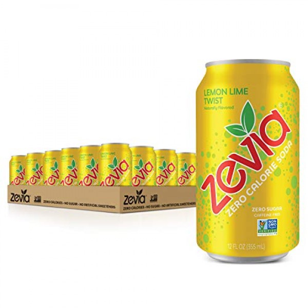 Zevia Zero Calorie Soda, Lemon Lime Twist, Naturally Sweetened S...