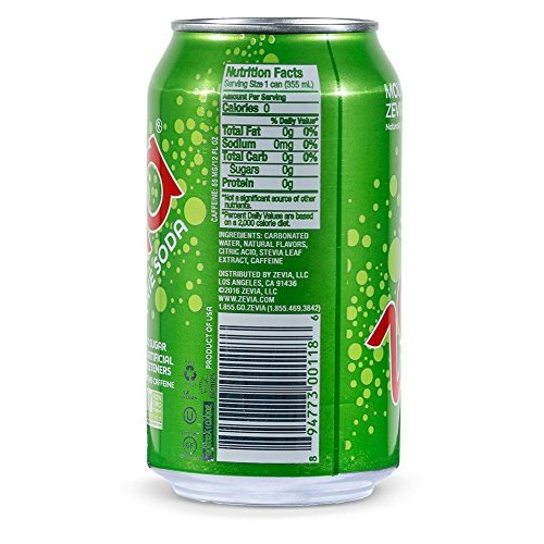 Zevia Zero Calorie Soda, Mountain Zevia, Naturally Sweetened Sod