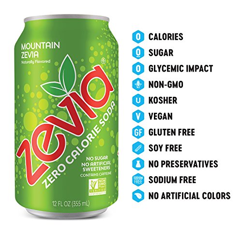 Zevia Zero Calorie Soda, Mountain Zevia, Naturally Sweetened Sod