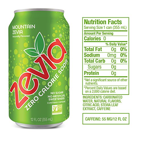 Zevia Zero Calorie Soda, Mountain Zevia, Naturally Sweetened Sod