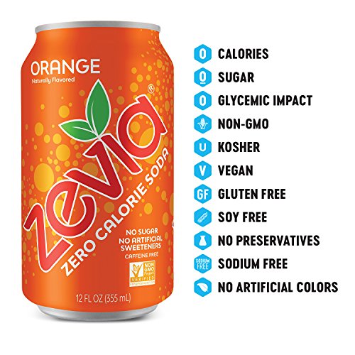 Zevia Zero Calorie Soda, Orange, Naturally Sweetened Soda, Orang