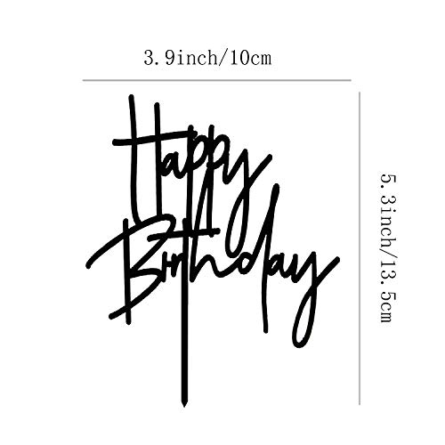 Diy Happy Birthday Cake Topper Black Acrylic