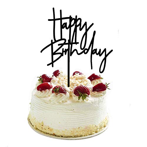 Diy Happy Birthday Cake Topper Black Acrylic