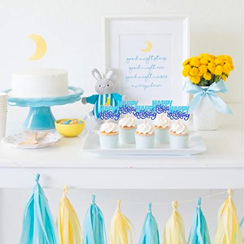 24 Pcs Happy Birthday Cupcake Toppers Glitter Double Layer Birth
