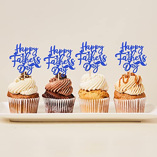24 PCS Happy Fathers Day Cupcake Toppers with Glitter Moustache...