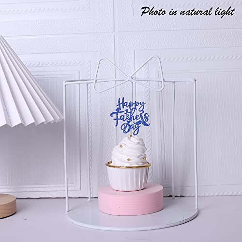 24 PCS Happy Fathers Day Cupcake Toppers with Glitter Moustache...