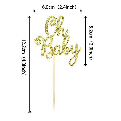 36 Pcs Oh Baby Cupcake Toppers Glitter Baby Shower Cupcake Picks