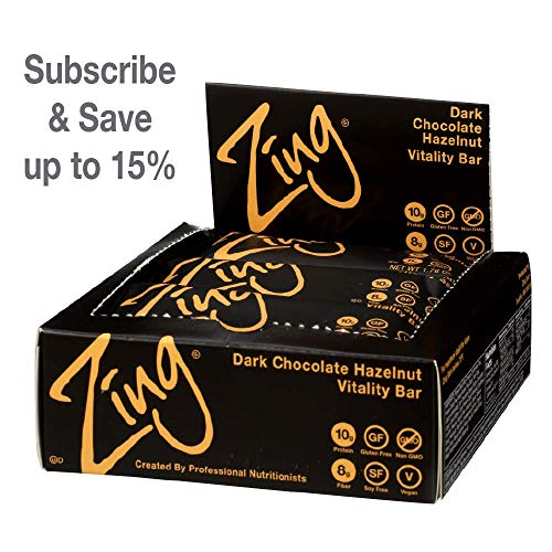 Zing Plant-Based Protein Bar | Dark Chocolate Hazelnut, 12 Count
