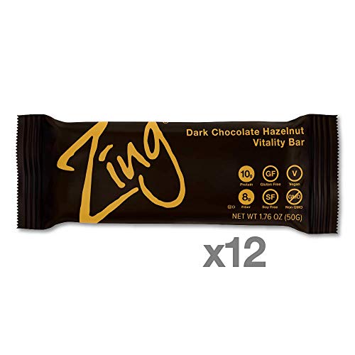 Zing Plant-Based Protein Bar | Dark Chocolate Hazelnut, 12 Count