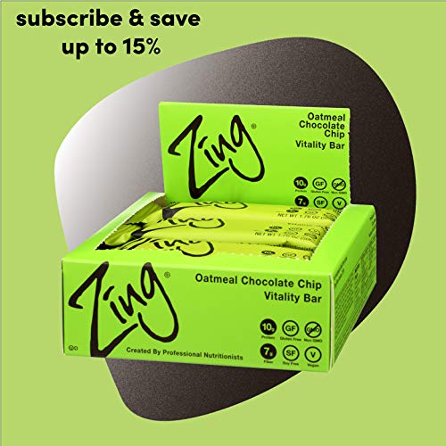 Zing Plant Based Protein Bar | Oatmeal Chocolate Chip, 12 Count