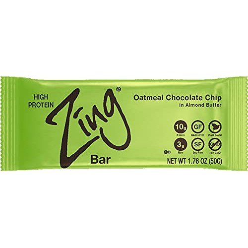 Zing Plant Based Protein Bar | Oatmeal Chocolate Chip, 12 Count