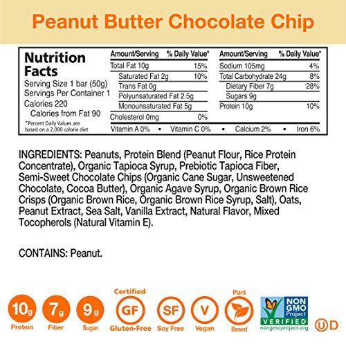 Zing Plant Based Protein Bar | Peanut Butter Chocolate Chip, 12