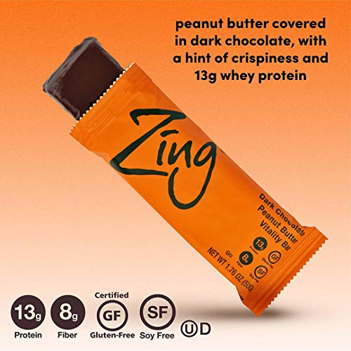 Zing Whey Protein Bar | Dark Chocolate Peanut Butter, 12 Count |