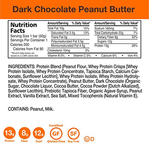Zing Whey Protein Bar | Dark Chocolate Peanut Butter, 12 Count |
