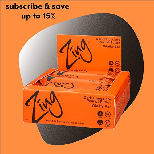 Zing Whey Protein Bar | Dark Chocolate Peanut Butter, 12 Count |