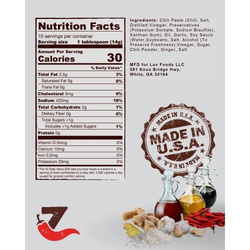 Zing Hot Chili Garlic Sauce - Sambal Oelek Spicy Chili Crisp Ind...