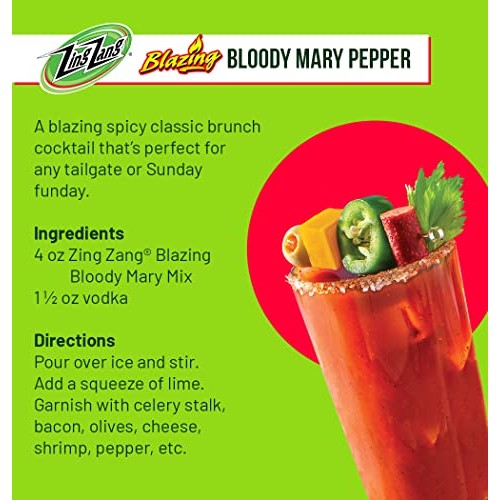 Zing Zang Blazing Bloody Mary Mix, Extra Hot Tomato and 7 Vegeta...