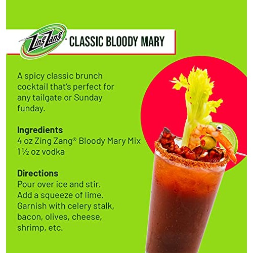 Zing Zang Bloody Mary Mix, 24 - 8 Oz Cans, Low Calorie, Low Carb