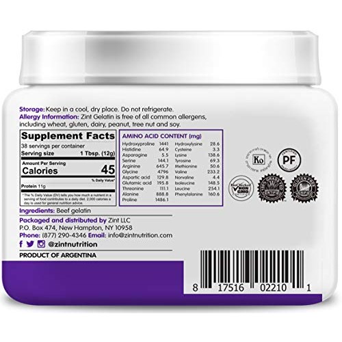 Unflavored Gelatin Powder 16 Oz: Anti Aging Collagen Supplemen