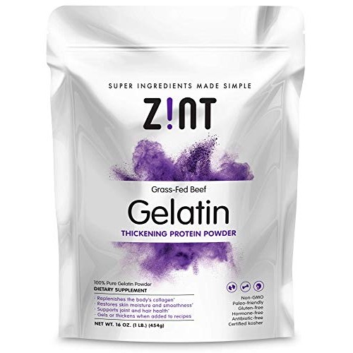 Zint Beef Gelatin Powder 16 Oz: Unflavored, Keto Certified, Pa
