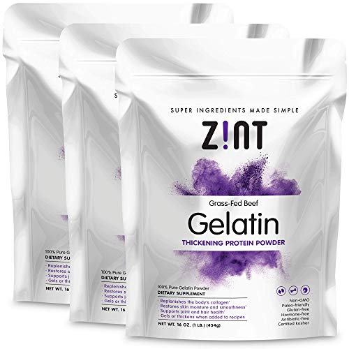 Zint Beef Gelatin Powder 16 Oz, Pack Of 3: Unflavored, Keto-Ce