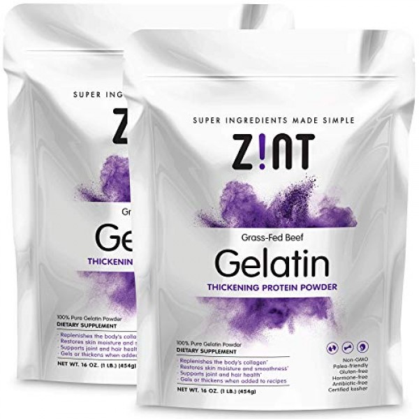 Zint Beef Gelatin Powder 16 Oz, Pack Of 2: Unflavored, Keto-Ce