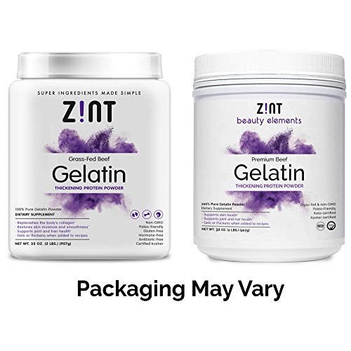 Zint Beef Gelatin Powder 32 Ounce: Unflavored, Keto-Certified,