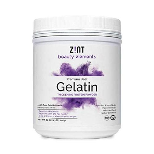 Zint Beef Gelatin Powder 32 Ounce: Unflavored, Keto-Certified,