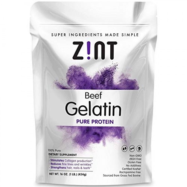 Zint Grass-Fed Beef Gelatin Protein Powder Pouch, 16 Ounce